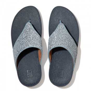 FitFlop Olive™ Toe Post Glitter Mix Porcelain Blue