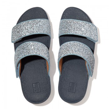 FitFlop Mina™ Slide Glitter Mix Porcelain Blue