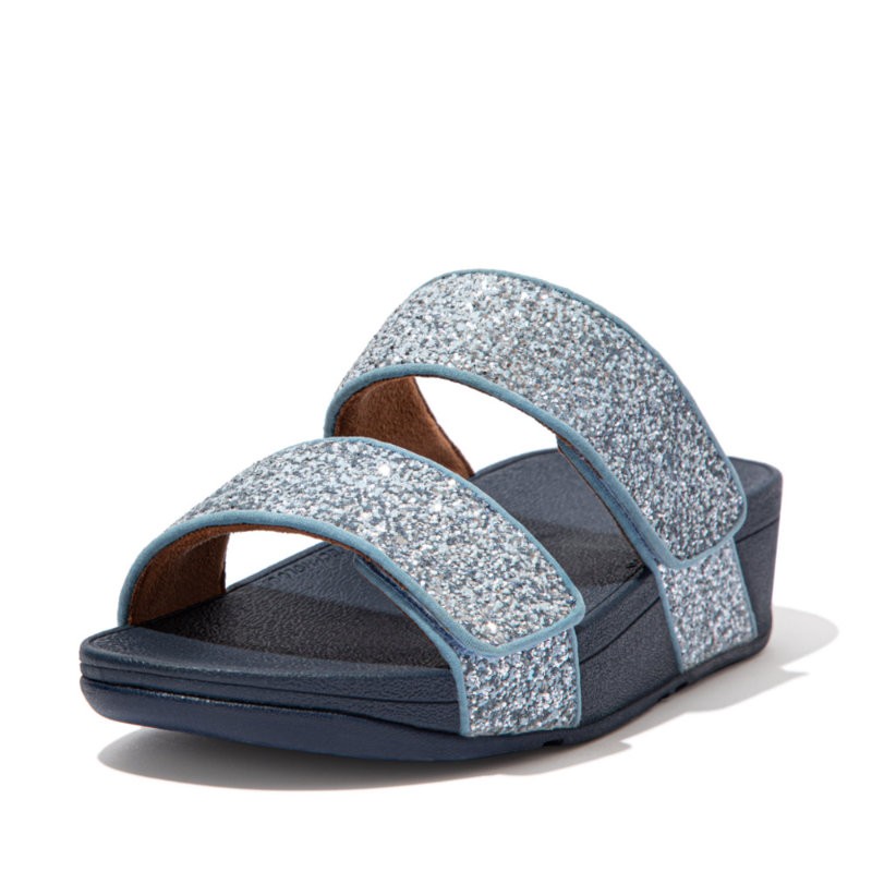 FitFlop Mina™ Slide Glitter Mix Porcelain Blue